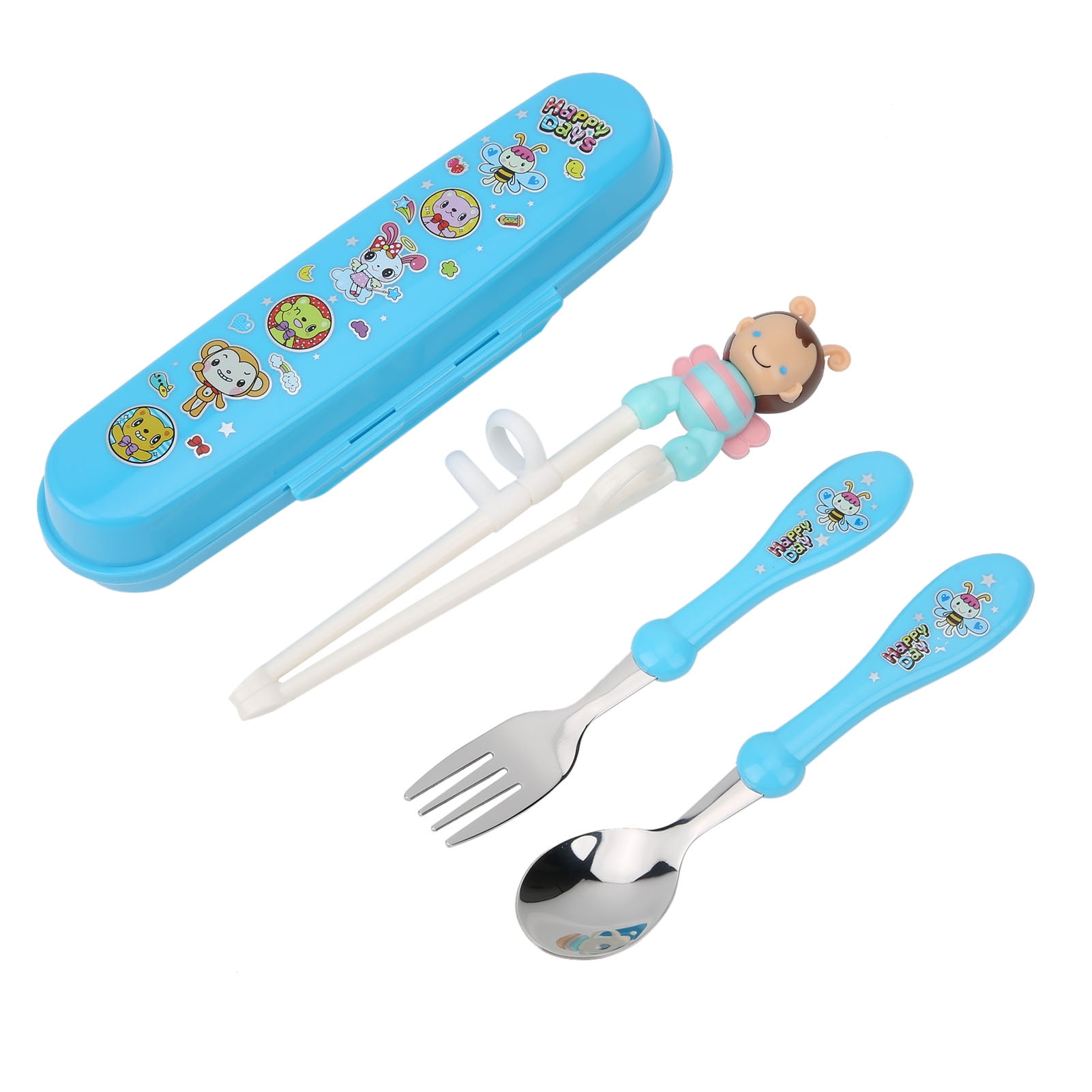Kid Stainless Steel Spoon Chopsticks Set Cute Dog Picture CookWare Children 