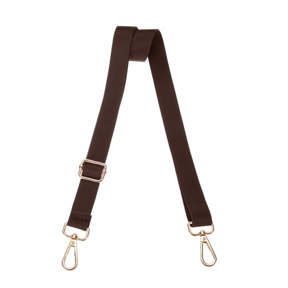 Shoulder Strap 2.5cm Wide Crossbody Strap, Dark Brown, Light Gold Buckle