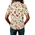 thumbnail image 6 of JULMCOMO Polo Shirts for Women Floral Print Short Sleeve Collared Button Loose Trendy Polo Shirts Daily Soft Summer Clothes Beige M, 6 of 6