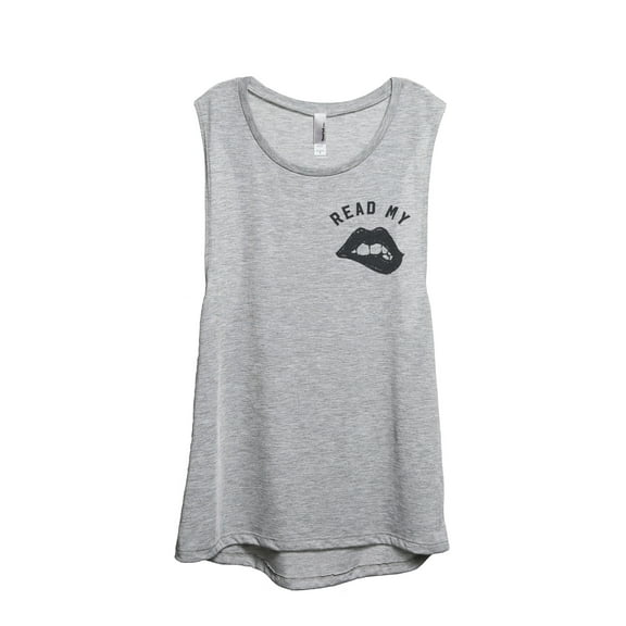 Thread Tank Read My Lips Women's Sleeveless Muscle Tank Top Sport Grey Small