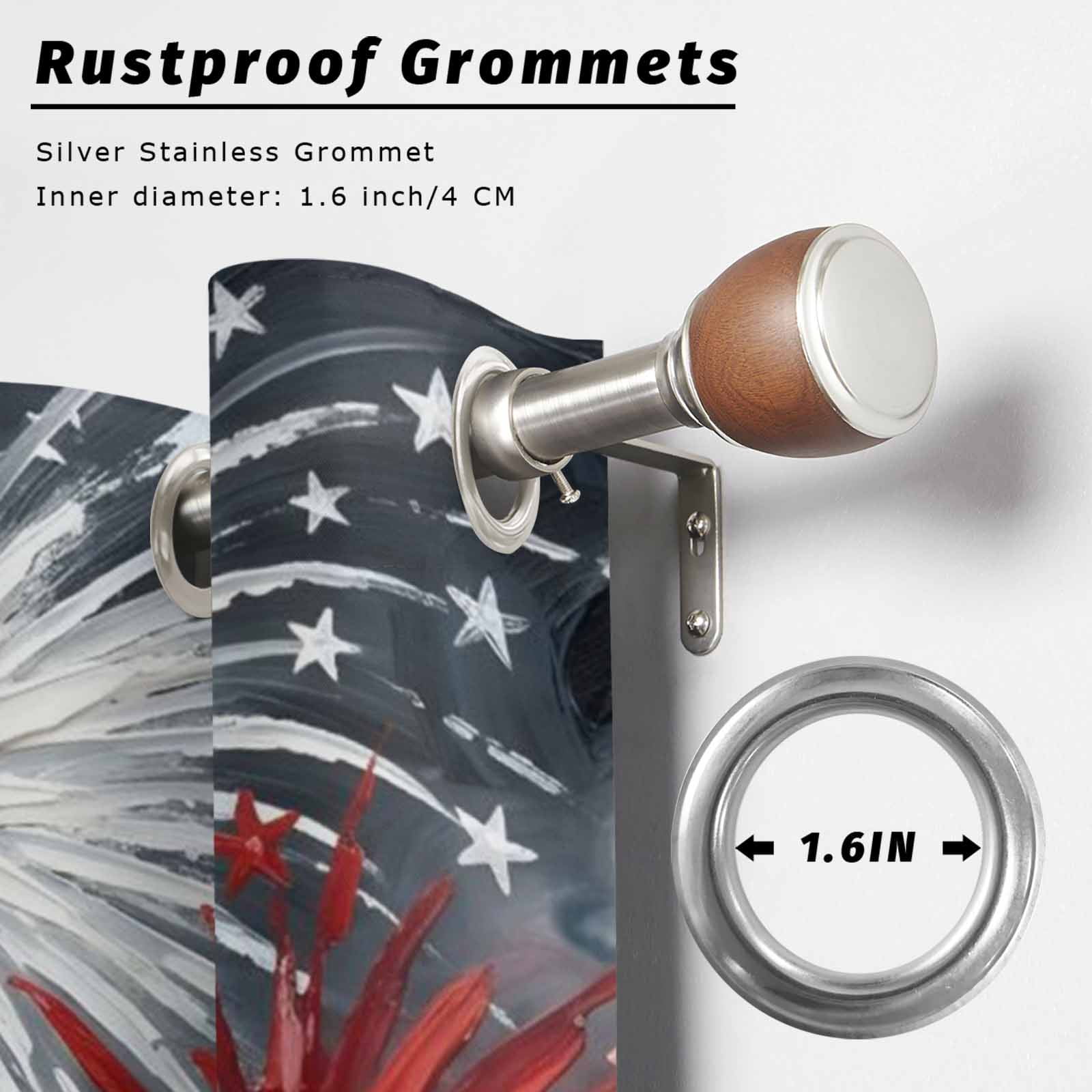 Independence Day Outdoor Curtains for Patio, Oil Painting Blue White Red Firework Flag Sunshade Privacy Drapes Grommet Waterproof Outside Curtains for Porch/Cabana/Balcony 54"x 108", 1 Panel