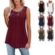 thumbnail image 4 of Blusa de mujer Ticfox de encaje con cuello redondo sin mangas de poliéster Color puro rojo vino XXL, 4 of 6