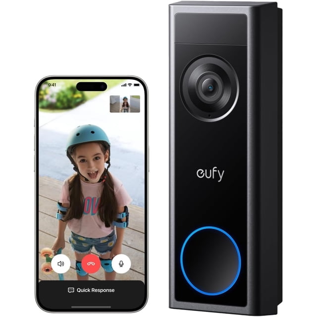 eufy Video Doorbell C31, 2K FHD, Baty or Hardwire Powered, Easy to IFZall, Quick-Release Baty, Live Video Call, 24/7 Recording, Human & Motion Detection, HomeBase S380 Compatible,No Monthly Fee