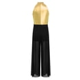 thumbnail image 4 of inlzdz Kids Girls Hip Hop Dance Outfits Retro 70s 80s Rock Disco Jumpsuit Flowy Mesh Overlay Pants Romper Gold 8, 4 of 7