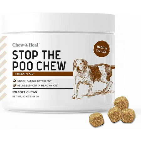 UPC: 0810068988406 | Chew + Heal Stop The Poo Chew  120 Soft Chew Treats – Dog Stool Eating Deterrent  Coprophagia Treatment