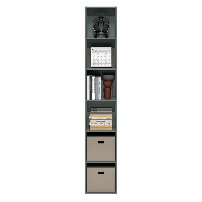 Furinno Luder 6-Tier Tall Open Bookshelf, Sage Green photo 5