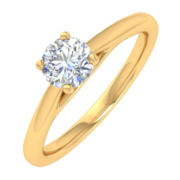 0.2 Carat Prong Set Solitaire Diamond Engagement Ring Band in 14K Yellow Gold (Ring Size 6.5)
