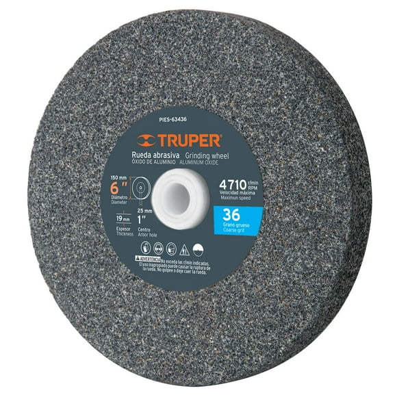 Piedra Para Esmeril 6 X 3/4 Oxido De Aluminio Grano 36 Truper PIES-63436