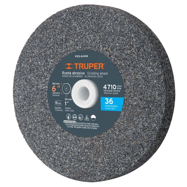 Piedra Para Esmeril 6 X 3/4 Oxido De Aluminio Grano 36 Truper PIES-63436