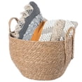 thumbnail image 1 of Vintiquewise QI003835.L Decorative Round Wicker Woven Rope Storage Blanket Basket with Braided Handles - Large, 1 of 6