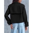 thumbnail image 5 of Women Crop Top Double Breasted Trench Coat with Shoulder Sleeves and Cut Jacket with Pockets, 5 of 6