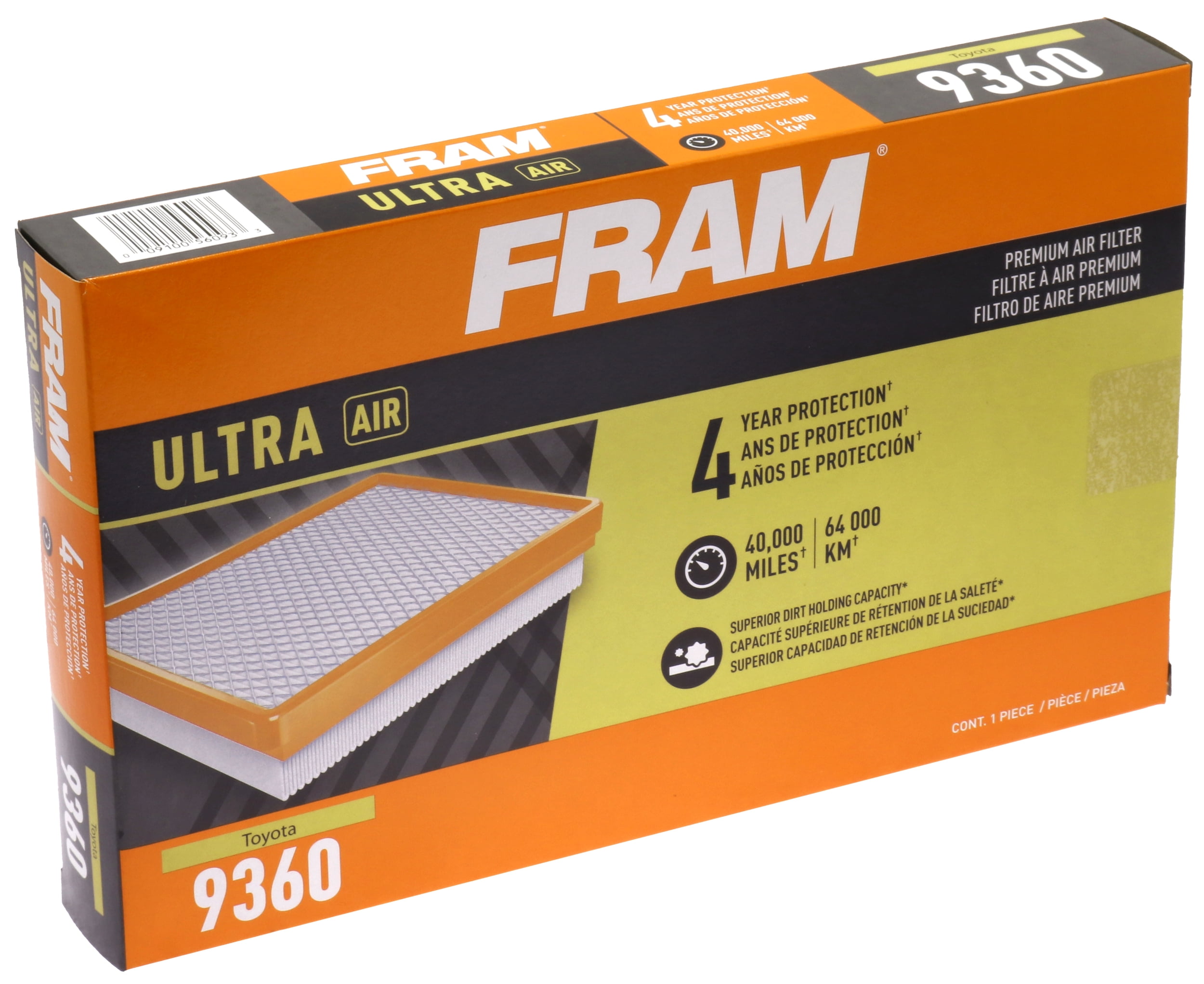 FRAM Ultra Premium 40,000 Mile Air Filter, 9360 for Select Toyota Vehicles