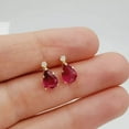 thumbnail image 3 of 2.00Ct Pear Cut Lab-Created Red Ruby 14K Yellow Gold Plated Women's Stud Earring Sterling Silver, 3 of 5