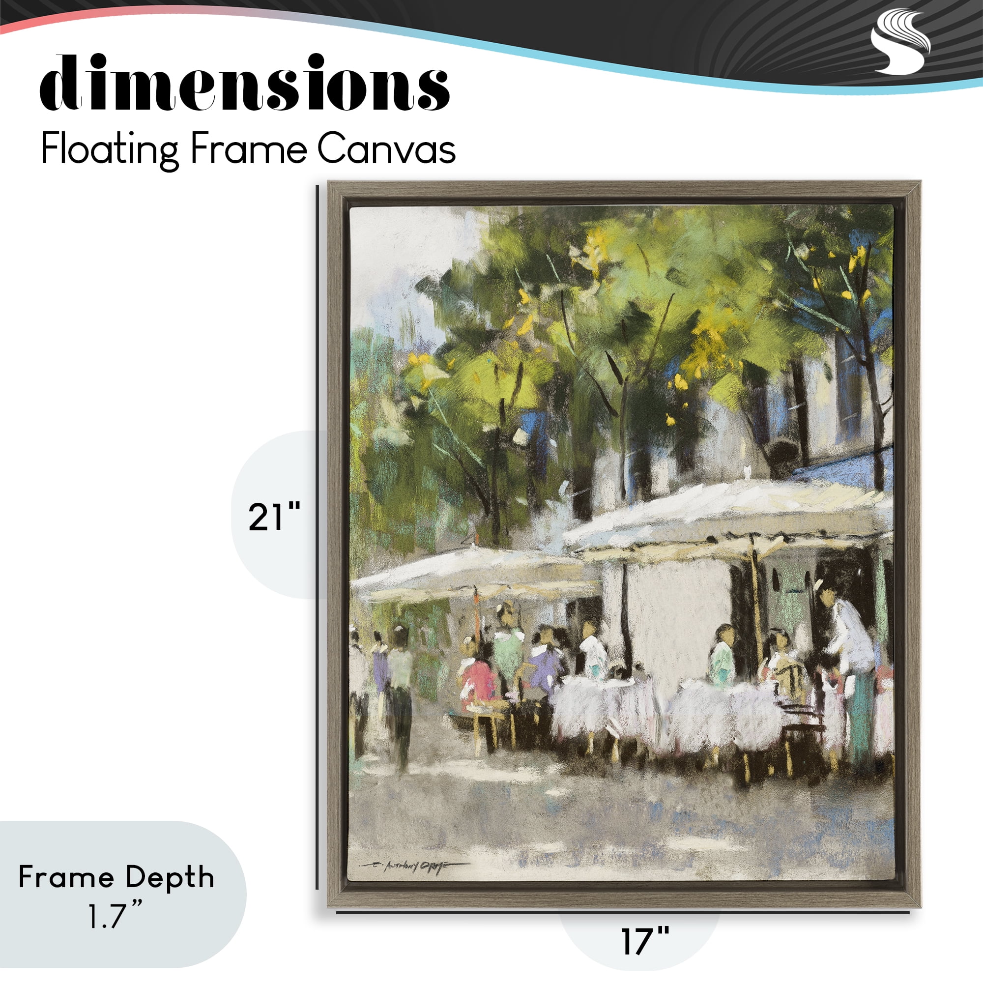 Stupell Industries Sunny Street Cafe Dining Brown Framed Floater Canvas Wall Art, design by Anthony Orme