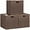 Brown 11 inch, variant on Wicker Storage Baskets for Organizing, 3 Pack Rustic Foldable Square Basket for Shelves, Handwoven Cubby Organizer Bins for Home Decor, Small Cube Storage Bin for Closet Organization (Natural 11 inch
