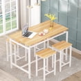 thumbnail image 3 of AWQM 5 Piece Bar Table Set, Kitchen Counter Height Table with 4 Stools, Home Kitchen Breakfast Table, Beige, 3 of 8