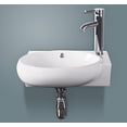 thumbnail image 2 of Walcut White Porcelain Vesssel Sink Wall Mount Ceramic Bathroom Vanity Vessel Sink w/ Chrome Faucet, 2 of 4