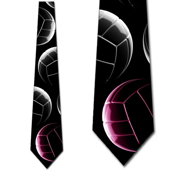 Mens Volleyball Ties Stacked - (Pink) Necktie Mens Tie by Three Rooker
