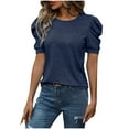 thumbnail image 3 of Annhoo Summer T Shirt for Women Puff Crew Neck Short Sleeve Tops Trendy Casual Basic Blouses Going out Tunics, 3 of 6