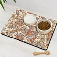 thumbnail image 3 of Boho Retro Floral Pet Feeding Mat-Absorbent Pet Placemat for Food and Water Bowl, with Waterproof Rubber Backing, Quick Dry Water Dispenser Mat for Dog and Cat (16"x24"), 3 of 7
