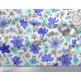 thumbnail image 3 of Soimoi Purple Japan Crepe Satin Fabric Leaves & Periwinkle Floral Fabric Prints By Yard 42 Inch Wide, 3 of 3