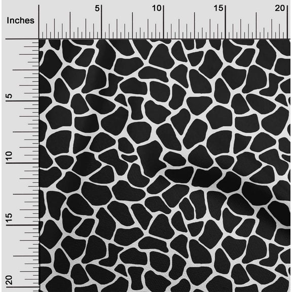 oneOone Cotton Silk Black Fabric Giraffe Animal Skin Dress Material Fabric Print Fabric By The Yard 42 Inch Wide
