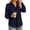 Navy-02, variant on Perfectbot Women's Collared Button Down Shirt, Contrast Trim Long Sleeve Blouse Curved Hem Casual Office Work Top