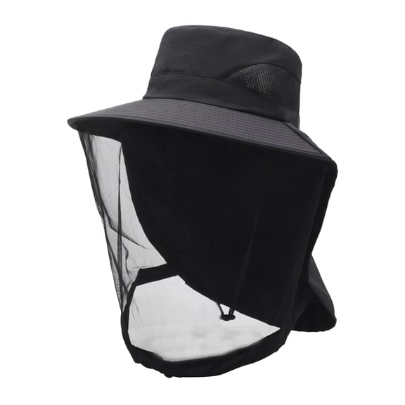 Xinwanna Mosquito Head Net Hat for Men Women Sun Protection Fishing Hat with Veil Mesh Protects from Insect for Hiking Outdoor Activities (Black)