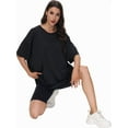 thumbnail image 3 of Women's Oversized Short Sleeve Crewneck T-Shirt - Casual Basic Tee, Summer Comfort Top, Relaxed Fit Shirt, 3 of 6
