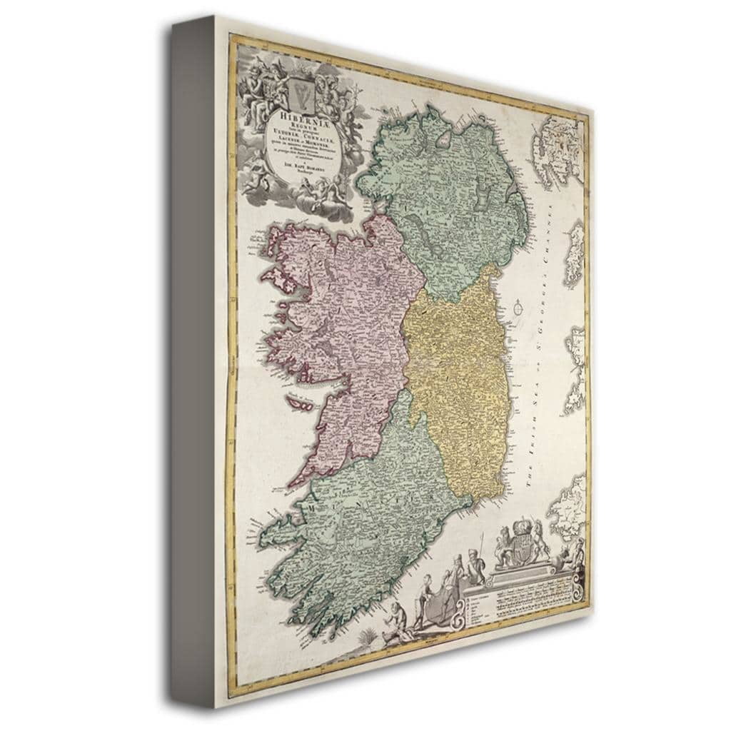 Trademark Art 'Map of Ireland, 1730' Canvas Art by Johann B. Homann