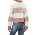 thumbnail image 4 of Women Colorblock Stripe Crew Neck Long Sleeve Knitted Sweaters, 4 of 6