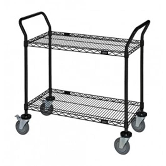 Black 2 Shelf Wire Shelving Utility Cart 18 x 36 x 37.5 in.