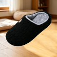 thumbnail image 4 of JUSLIO Womens House Slippers, Indoor House Slippers Open Toe Slides Slip On Fuzzy Plush Flat Sole Non Slip Slippers Black, 4 of 5