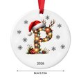thumbnail image 3 of Fievgin Christmas Ornament 2026, Letter P Initial Decoration with Santa Hat for Tree & Gift, 3 of 7