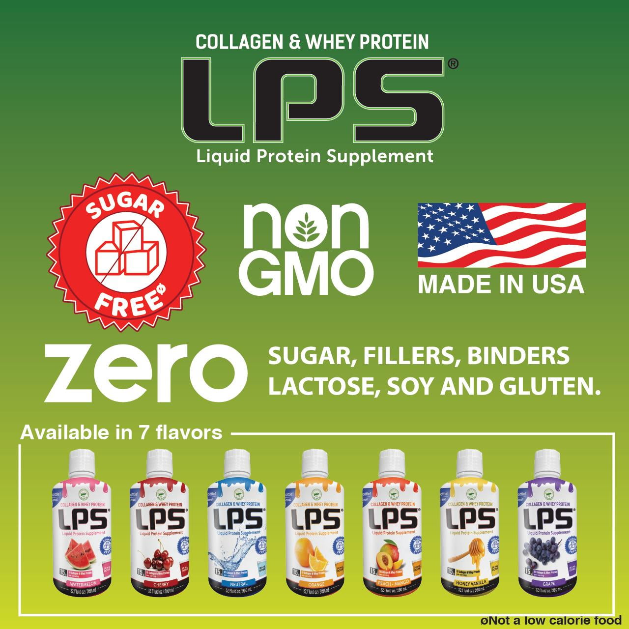 LPS Sugar-Free Collagen & Whey Liquid Protein Supplement by Nutritional Designs, 15g Protein/oz, Orange Flavor