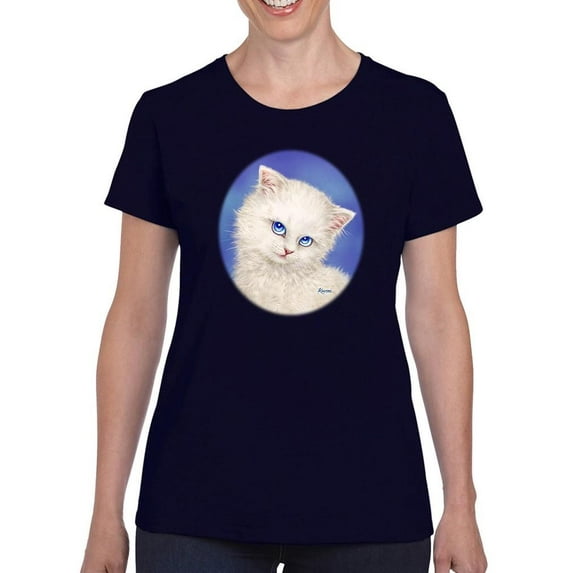 Cat Staring T-Shirt Women -Kayomi Harai Designs, Female Large