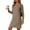 Khaki, variant on hotojiny Women's Crewneck Dress Casual Long-Sleeve Solid Color Above-the-Knee Dress Classic Fit Side Slit Tshirt Dresses