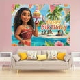 thumbnail image 2 of Moana birthday banner, indoor/outdoor use, photo booth background, home decoration, party banner decoration - Birthday party decoration/Tropical beach theme, birthday party decoration, 2 of 5