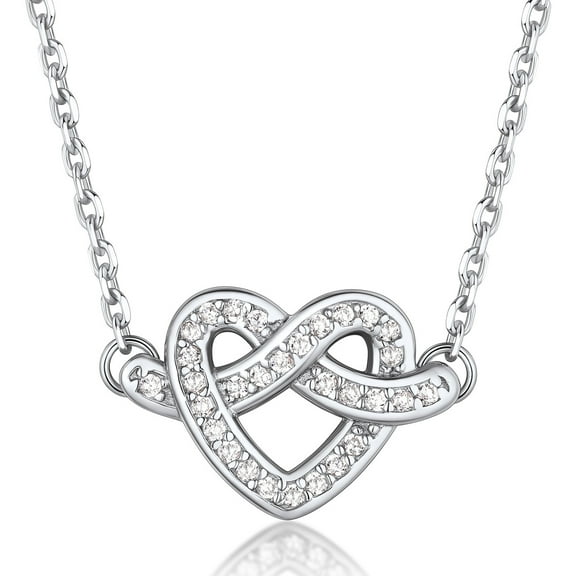 Suplight 925 Sterling Silver Cubic Zirconia Infinite Love Shape Necklace Love Gifts for Women