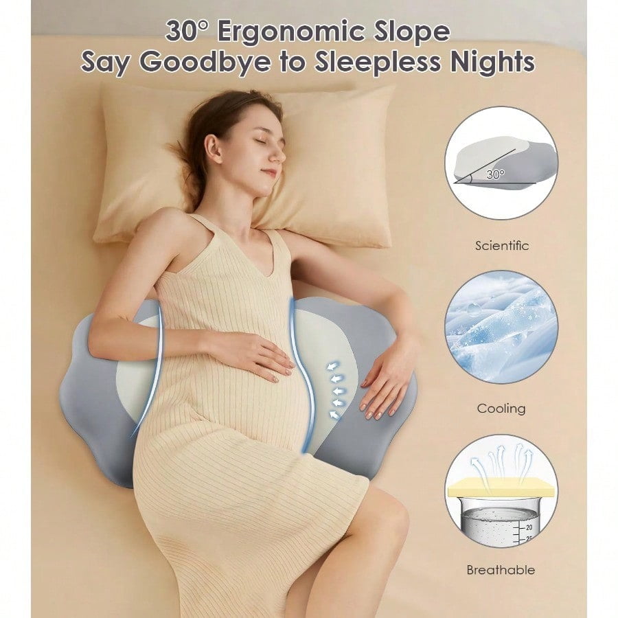 Pregnancy Pillows for Sleeping Memory Foam Maternity Pillow port for Back Belly HIPS Adjustable Travel Wedge Pillow for Pregnant Women Side Spleeping Pregnant Pillows with case