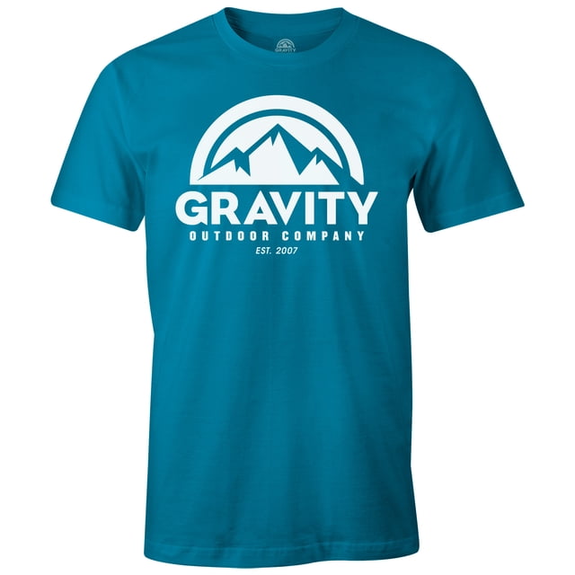 Gravity Outdoor Co. Mens AA EE. UU. Camiseta de manga corta - Logo blanco - Teal - 2XL Gravity Outdoor Co. Camiseta de manga corta