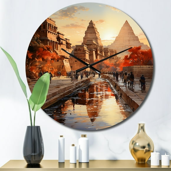 Designart "To Karnak Egypt Journey painting" Horloge Murale Égyptienne Surdimensionnée