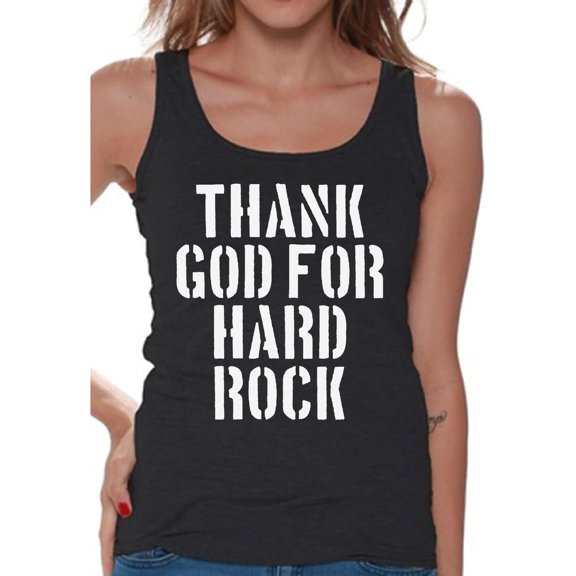 Awkward Styles Thank God for Hard Rock Tank Top for Women Christian Clothes for Ladies Religious Womens T-Shirt Christian Gifts God Tank Top Hard Rock Clothing Jesus T Shirt for Her Rock Ladies Shirt