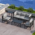 thumbnail image 6 of Aluminum Outdoor Armchair Conversation Dining Chair with Waterproof Thick Cushions High Density Foam All-Weather for Balcony, Deck, Patio, Garden, Poolside, Backyard, Gray, 6 of 8