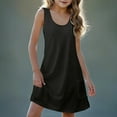 thumbnail image 4 of Jinhomg Beach Dresses for Girls 2025 Vacation, Breathable Eyelet Midi Tank Dress Casual Comfy Sleeveless V-Neck Sundress with Pocket Black 11 Years, 4 of 10