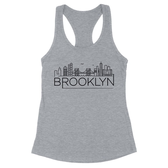 Skyline Brooklyn New York Tank Top Fitted Racerback Women's X-Large Heather Grey