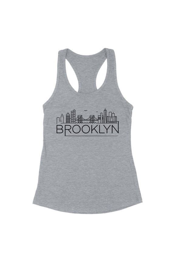 Skyline Brooklyn New York Tank Top Fitted Racerback Women's X-Small Heather Grey