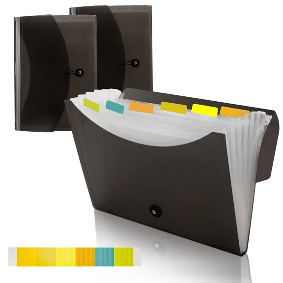 3 Pack 7 Pocket Expanding File Folder With Colored Tabs, A4 Letter Size Accor...