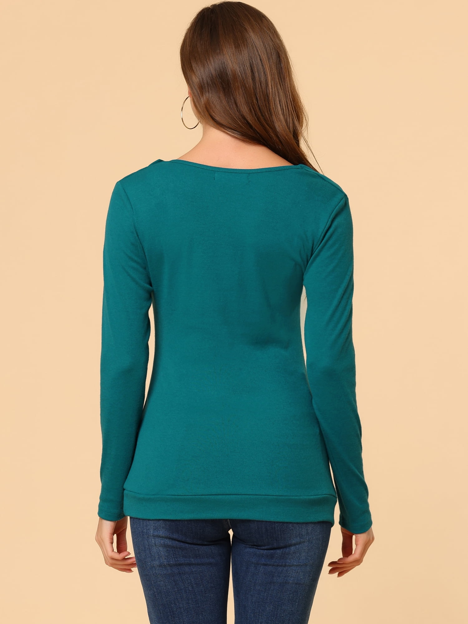 DARING DIVA Women's Cowl Neck Side Ruched Tunic Top XS Blue Green