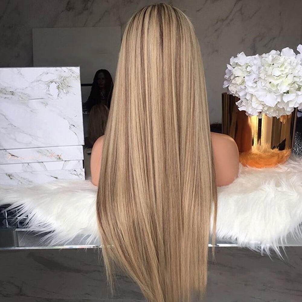 DOPI Human Hair Wigs For Women Black Color Natural Lace Hair Sexy Gradient Blonde Party Wigs Long Curly Hair Mixed Colors S